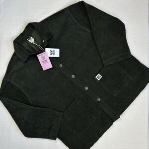 Lucy & Yak Olly Jacket Corduroy Oversized Shacket Women L Dark Olive Green